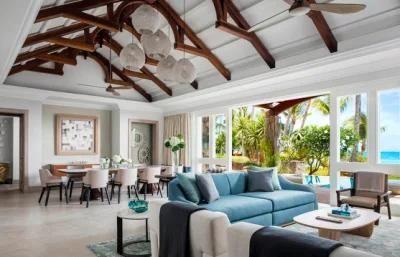 Mauritius Luxury Accommodation Resort Villa Beach Front Living Room Fabric Lounge Suite Set for Sale