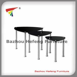 Hot Sell Cheap Chromed Glass Coffee Table Sets (CT008)