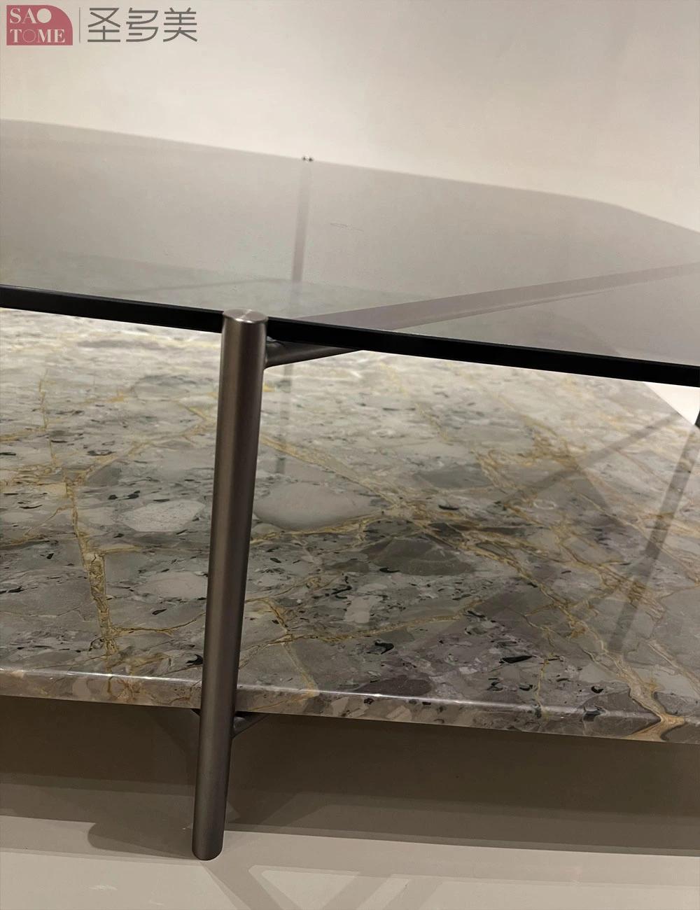 Marble Long Tea Table in Modern European Hotel Family Living Room