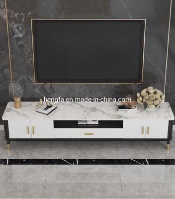 Modern Design Living Room Furniture Simple Soild Wood Drawer Marble TV Stand