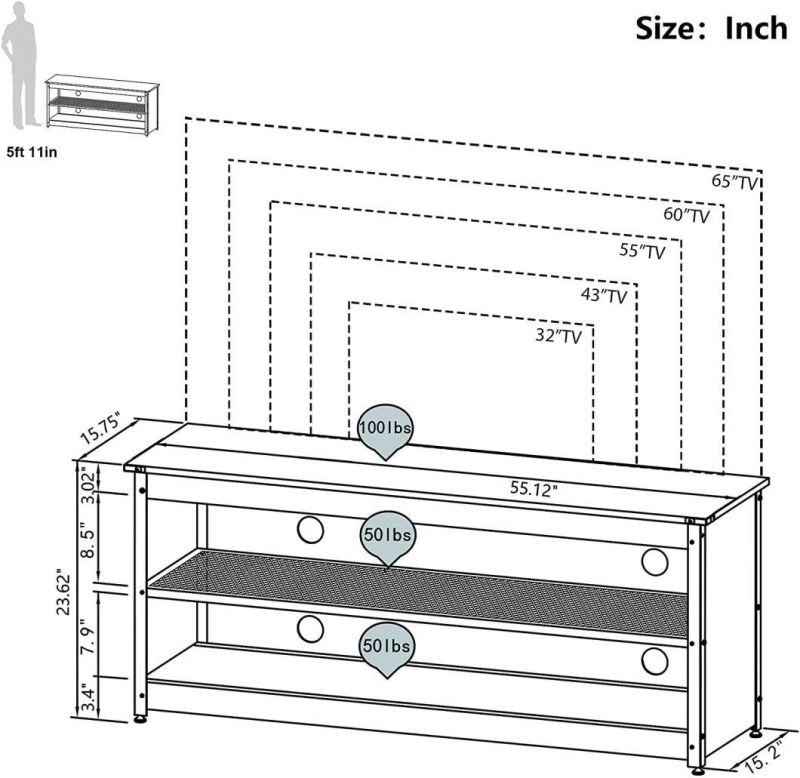 Modern Light Gray Gaming TV Stand TV Cabinet TV Console for Living Room