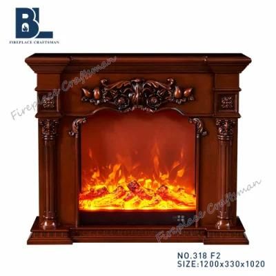 Home Furniture Sculpture European LED Lights Heating Function Wood Burning Electric Fireplace (318)