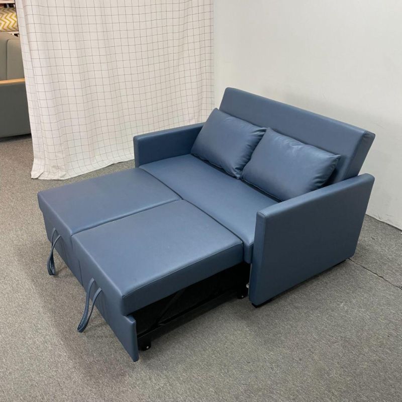 Modern Minimalist Blue Tech Cloth Living Room Bedroom Apartment Sofabed