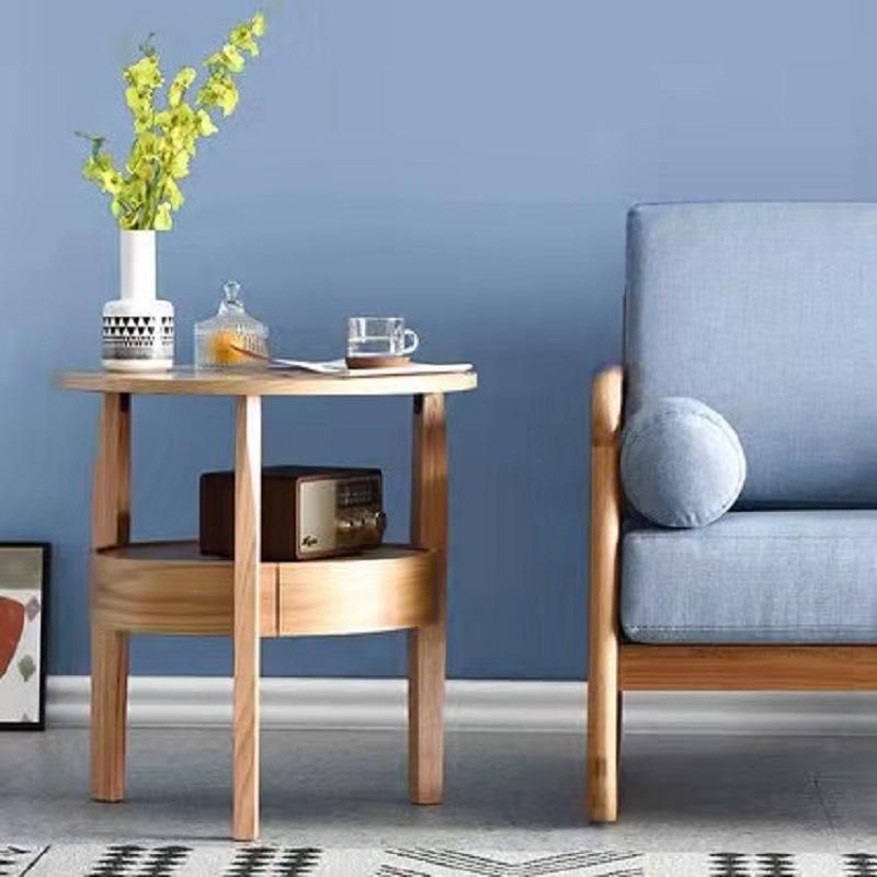 Modern Simple Bedroom Furniture Solid Wood Receptions Round Bedside Table
