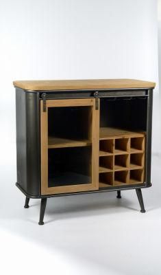 Providing Home Furniture of Living Room Wine Cabinets Made of Wood and Metal