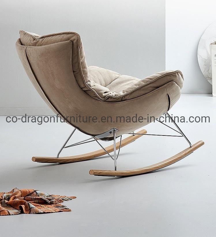 Leisure Wooden Legs Fabric Rocking Chair for Living Room Furniture