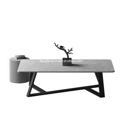 Nordic Marble Steel Metal Legs Marble Coffee Table for Bedroom Furniture