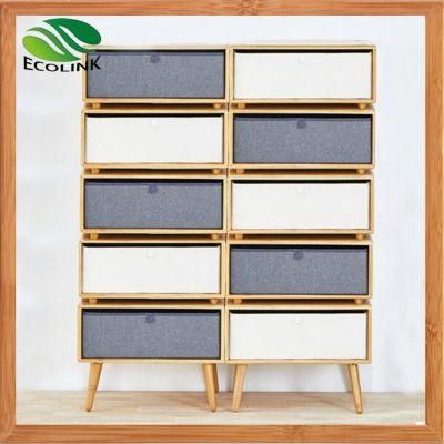 Multi-Layer Drawer Bamboo Storage Cabinet for Living Room
