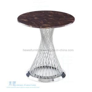 Top Marble Fashion Stainless Steel Round Coffee Table (HW-1287T)