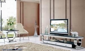 Modern Simple Glass Top TV Table Living Room Furniutre TV Cabinet Stand with Drawer