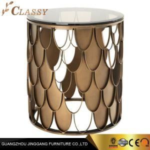 Luxury Modern Round Glass Side Table with Metal Base