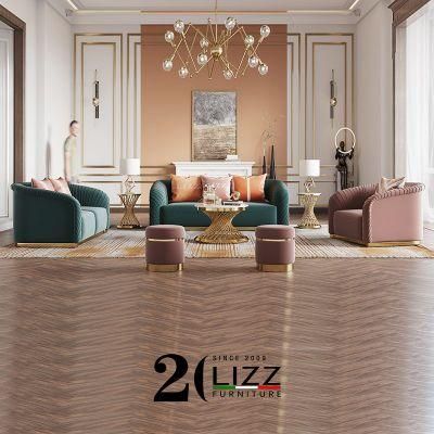 Most Popular UAE Living Room Velvet Fabric Couch Sofa Furniture Set 3+2+1