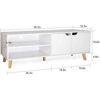 TV Cabinet for up to 50&rdquor; Fashion Design TV Stand and Media Console 2 Shelves for Living Room Bedroom Simple White 0498