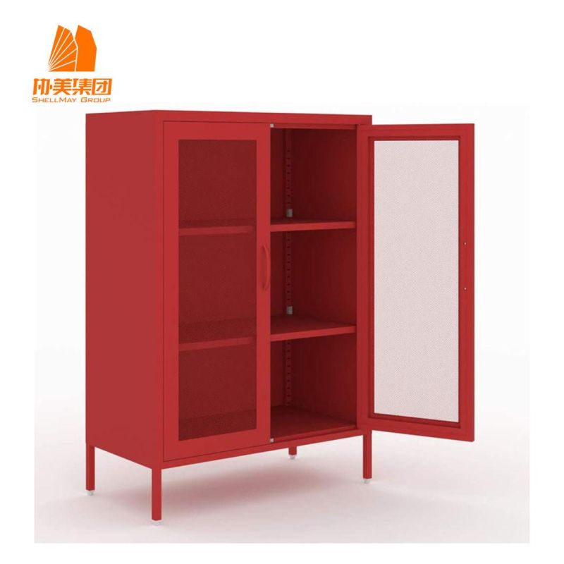 Laboratory, Garage Glass Door Storage Locker, 3-Layers Structure, Convenient Storage