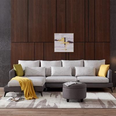 20693 Quanu Modern Linen Sofa Sectional Leather Fabric Sofa