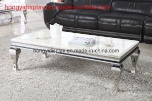 White Color Wooden Table with Metal Leg, Nesting Table