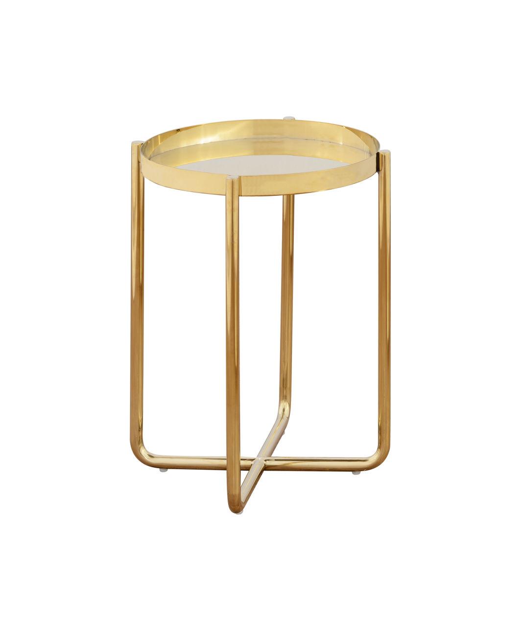 Contemporary Metal Side Table Gold Stainless Steel Coffee Table