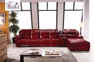 Red Recliner Leather Sofa for Home Living Room