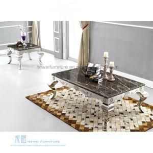 Modern Marble Top Fancy Metal Frame Coffee Table (HW-0072T)