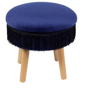 Knobby Purple Velvet Footstool Ottoman with Wooden Legs