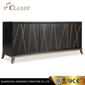 Solid Wood MDF Cabinet in Metal Frame Base TV Stand for Living Room Furniture