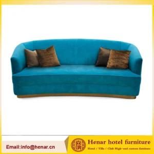 Latest Design Teal 3 Seat Blue Curved Couch Lounge Sofa