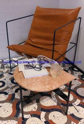 Living Room Bedroom Designed Round Marble Stainless Steel Side Table