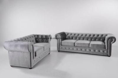 Modern Leisure Hotel Living Room Reception Fabric Chesterfield Sofa Set