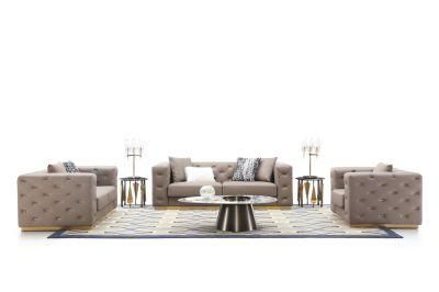 Zhida Home Furniture Supplier Villa Living Room Luxury Design Chesterfield PU 3 2 1 Seater Sectional Sofa Set Furniture for Wholesale