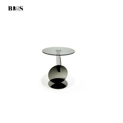 BMS Elegant Design Small Round Glass Side Table