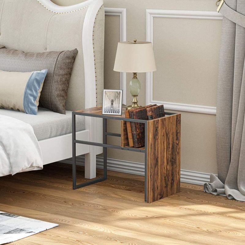 Bedside Cabinet with Drawer Solid Rubber Wooden Legs Space Nightstand for Bedroom