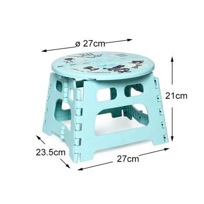 Folding Plastic Stool Clock Pattern Heat Transfer Printing