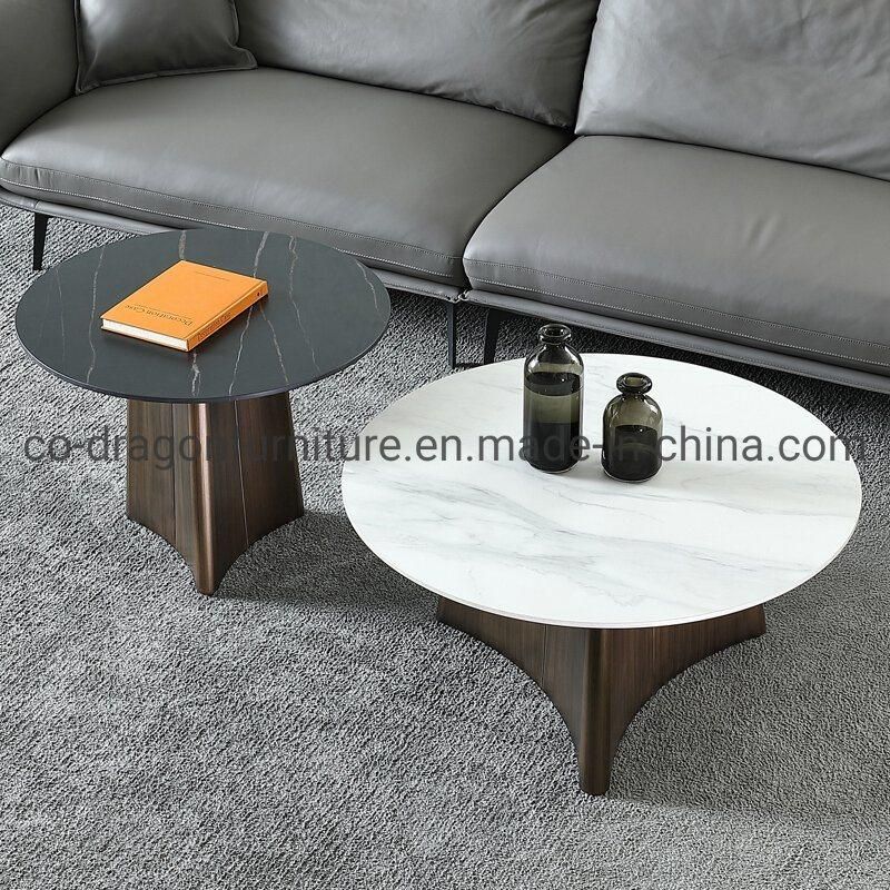 Hot Sale Modern Furniture Steel Coffee Table with Marble Top