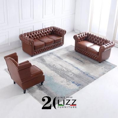 New Design Chesterfield and Elegant Living Room Leather Sofas Home Furniture