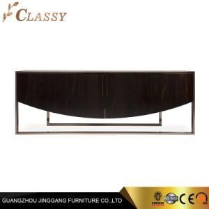 Modern Luxury Veneer TV Cabinet TV Stand with Metal Legs