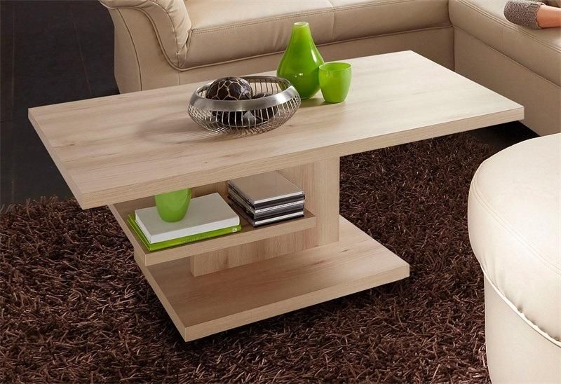 Light Brown Wooden Coffee Table for Living Room