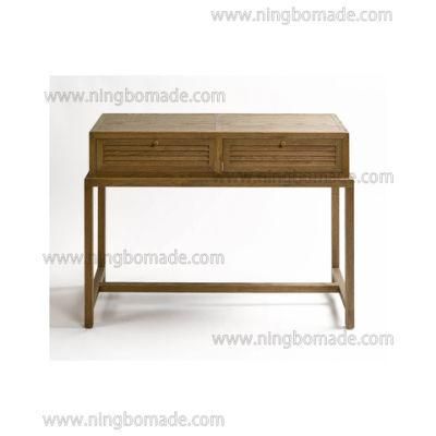 Clean Rectangular Design Furniture Natural Oak Louvered Drawer Side Table