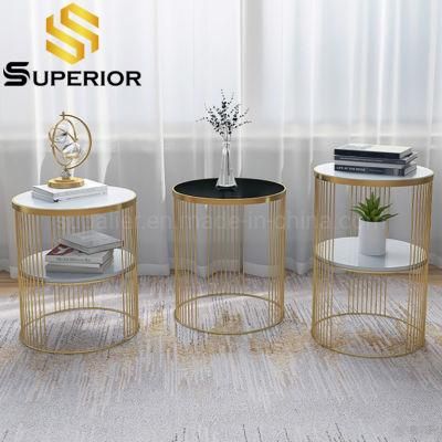 Wholesale Living Room Two Layer Gold Metal Side Table