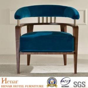 2019 Hot Sale Velvet Accent Chair with Solid Wood Base