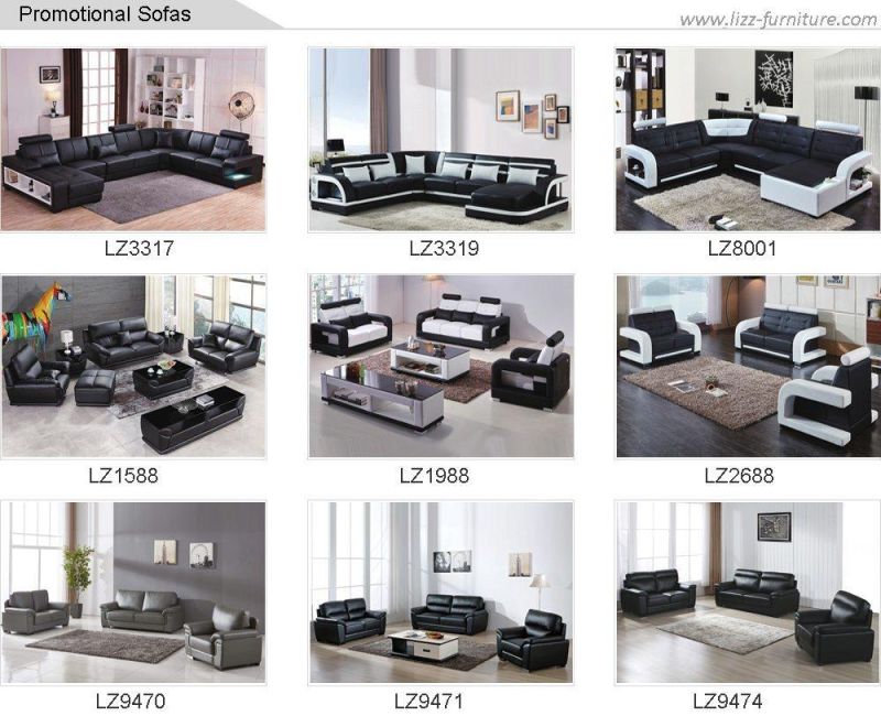 Modern European Hotel Office Furniture Genuine Leather U Shape Corner Sofa