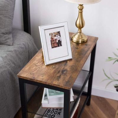 Industrial Style Wood Bedside Cabinet with Metal Legs