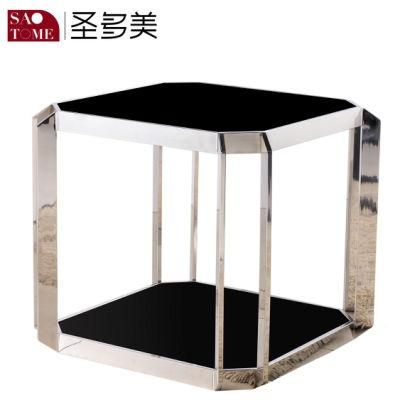 Modern Living Room Furniture Double Layer Black Glass End Table