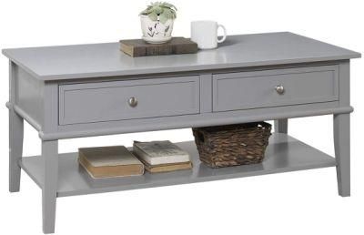 Modern Gray Coffee Table Furniture with 2 Drawer