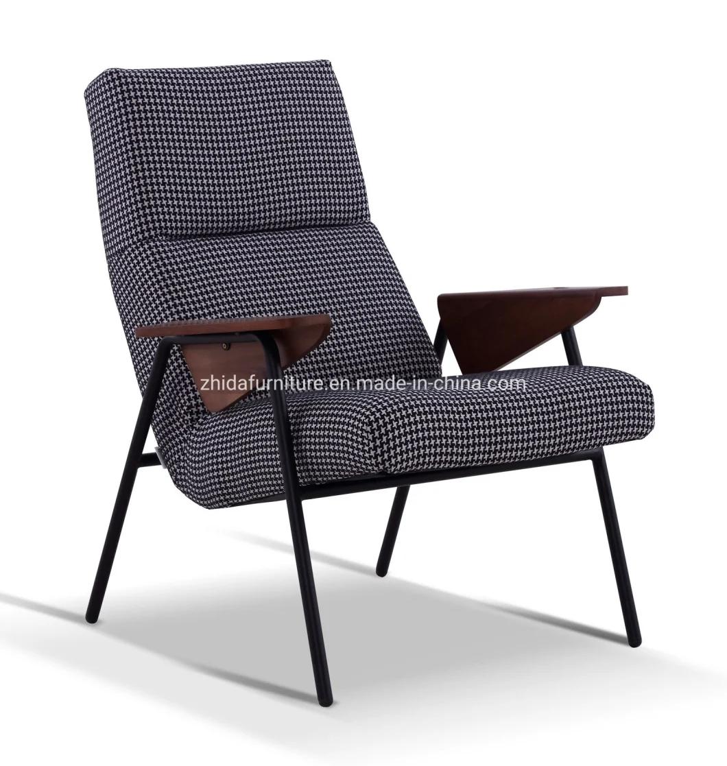 Wholesale Lobby Living Room Furniture Fabric Metal Arm Chair for Coffee Shop