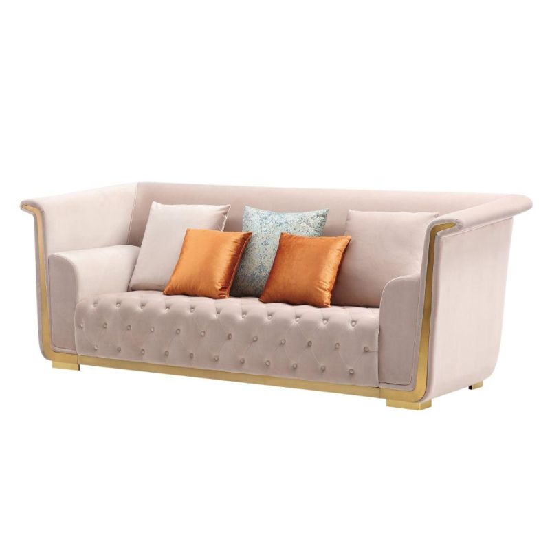 Hotel Furniture 2021 Luxury Design Velvet Fabric High Back 3 2 1 Seat Sofa Set