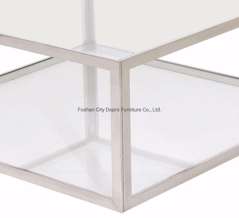 Simple Design Clear Glass Top Metal Coffee Table for Home Furniture