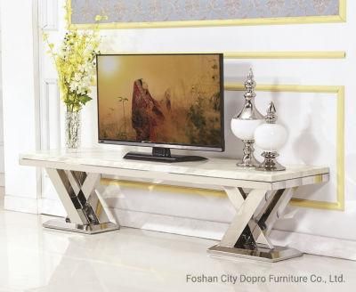 Hot Selling Artificial Marble TV Stand with Stainless Steel Bottom Column