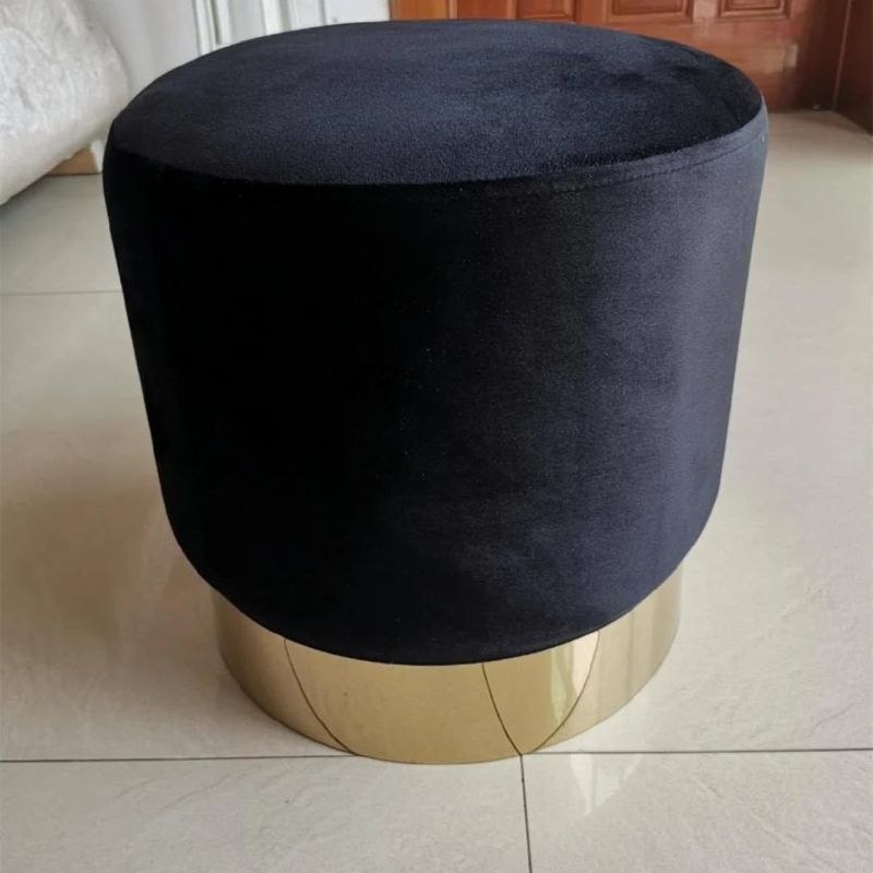 Lining Room Pouf Velvet Fabric Footstool Ottoman