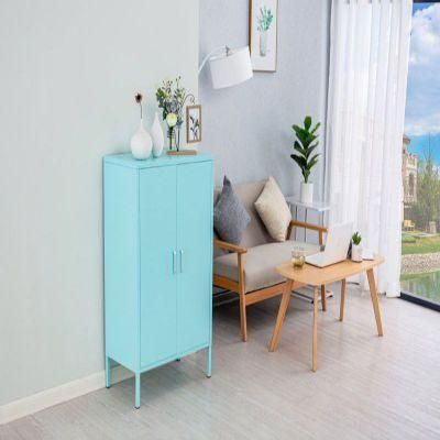 Modern Home Living Room Furniture Metal Blue Storage Cabinet with Swing Metal Door