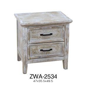 Yiya Small Side Table with Rattan Decor